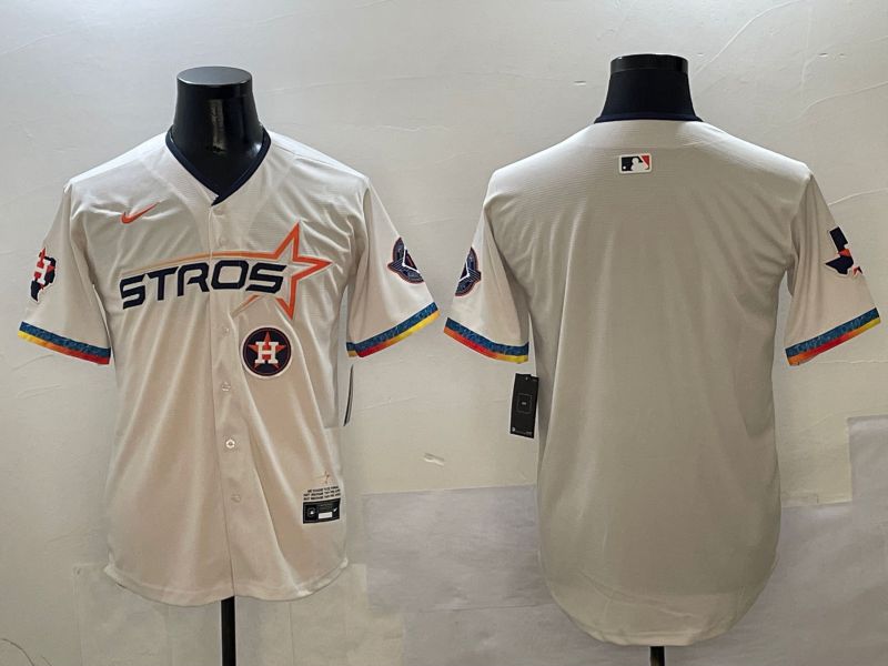 Men Houston Astros Blank Cream Fourth generation Joint Name 2025 Nike MLB Jersey style 4142->houston astros->MLB Jersey